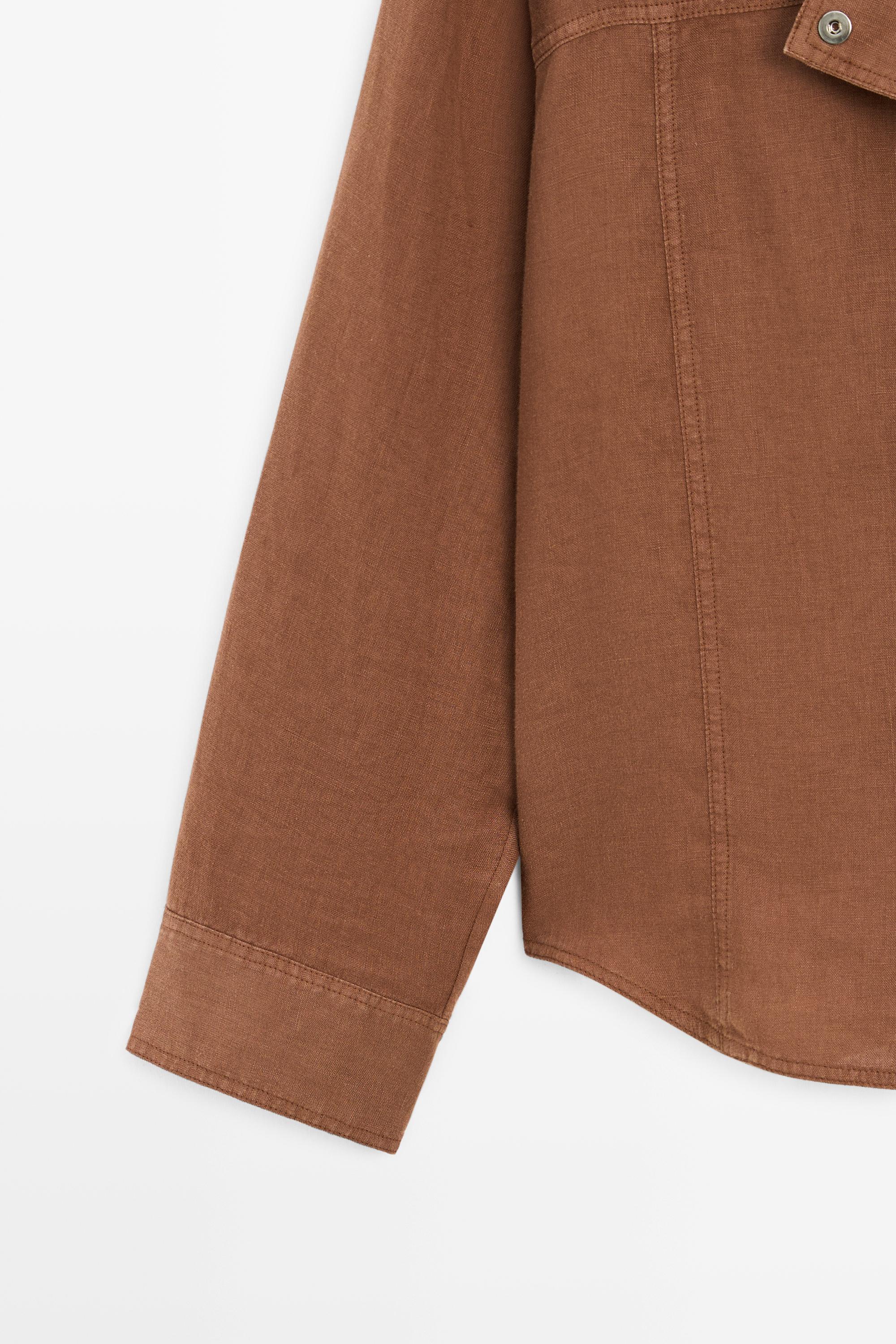 Chemise 100 % lin à boutons pression